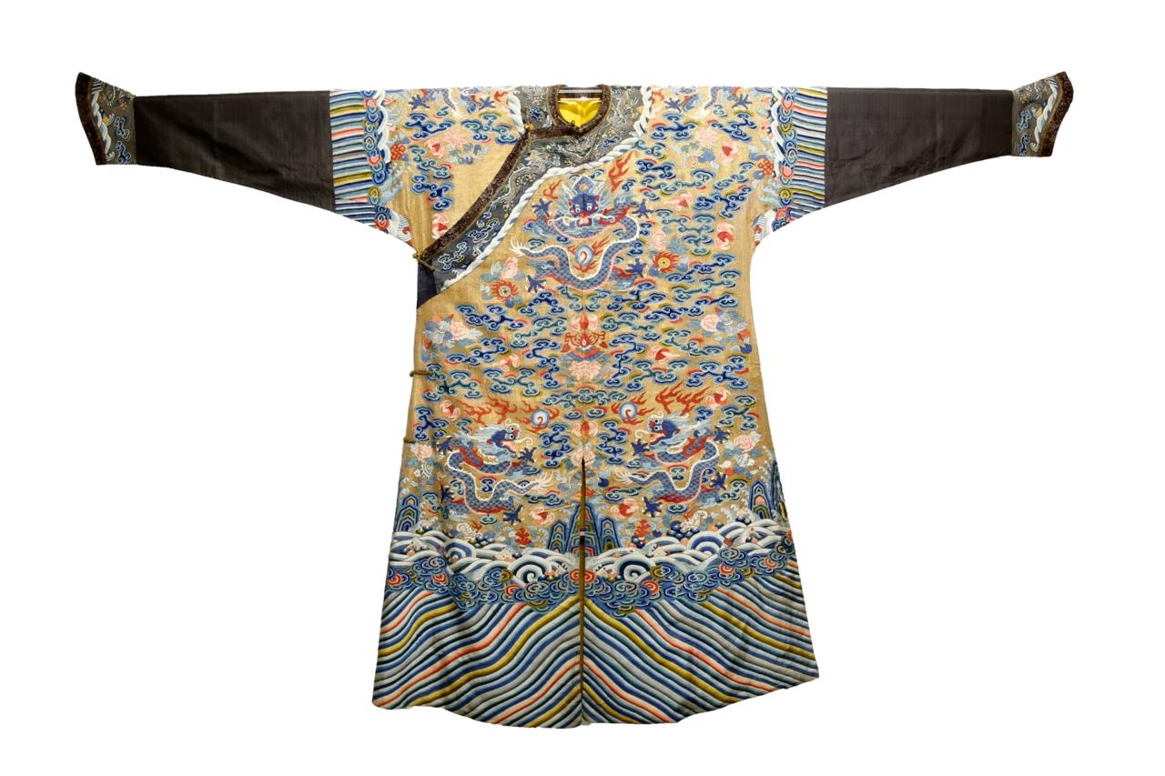 【珍】　★ 袍料 吉服龍袍 ★　乾隆期　妝花 金龍紋 彩雲紋　明清織繍 珍】 ☆ 袍料 吉服龍袍 ☆ 乾隆期 妝花 金龍紋 彩雲紋 明清織繍