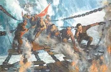 飞夺泸定桥-1977年雷坦创作的油画