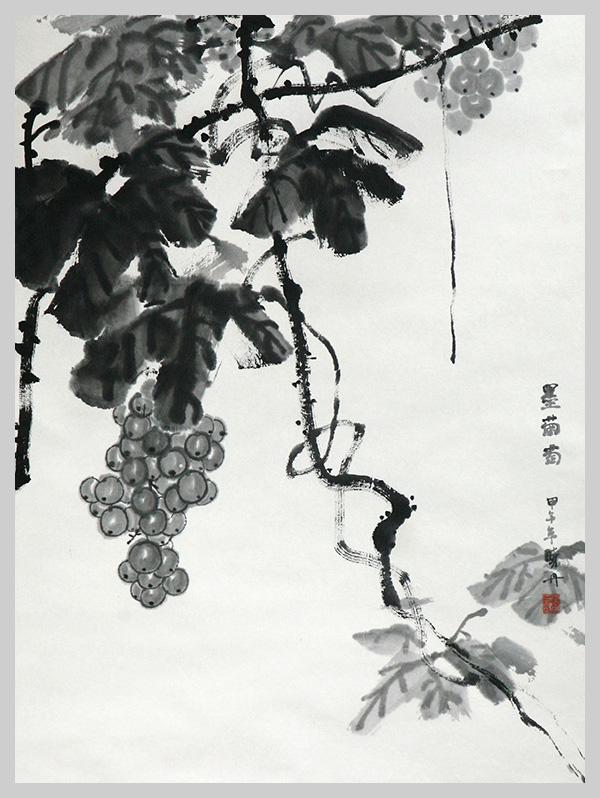 絵画 いやらし 蘇葆楨 墨葡萄 水墨画 額装 中国美術 骨董品 美術品