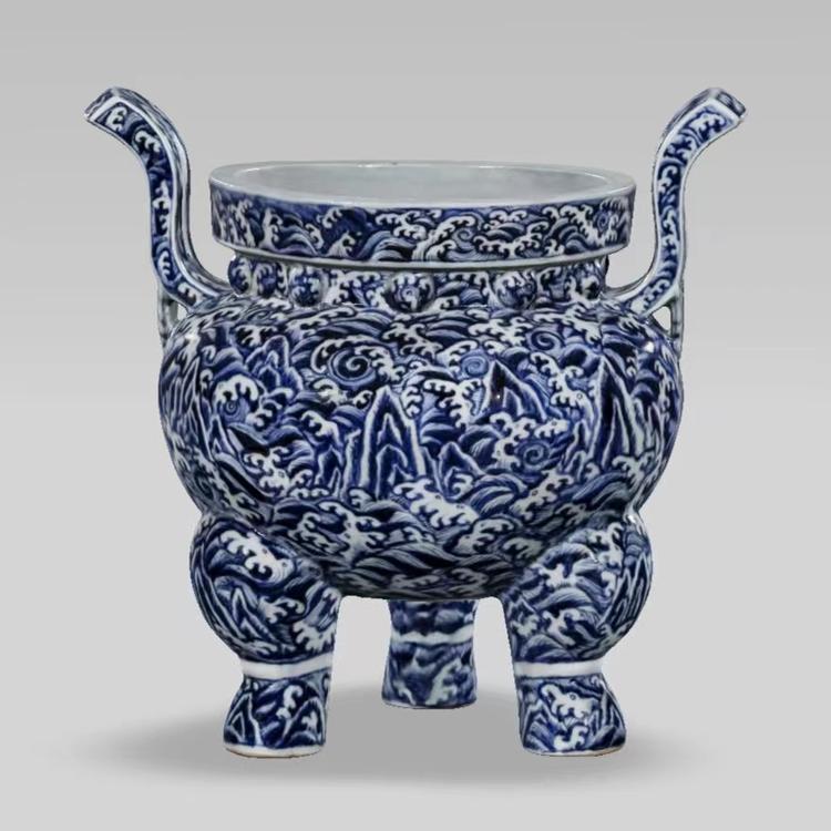 青花寿山福海纹瓷香炉- 抖音百科