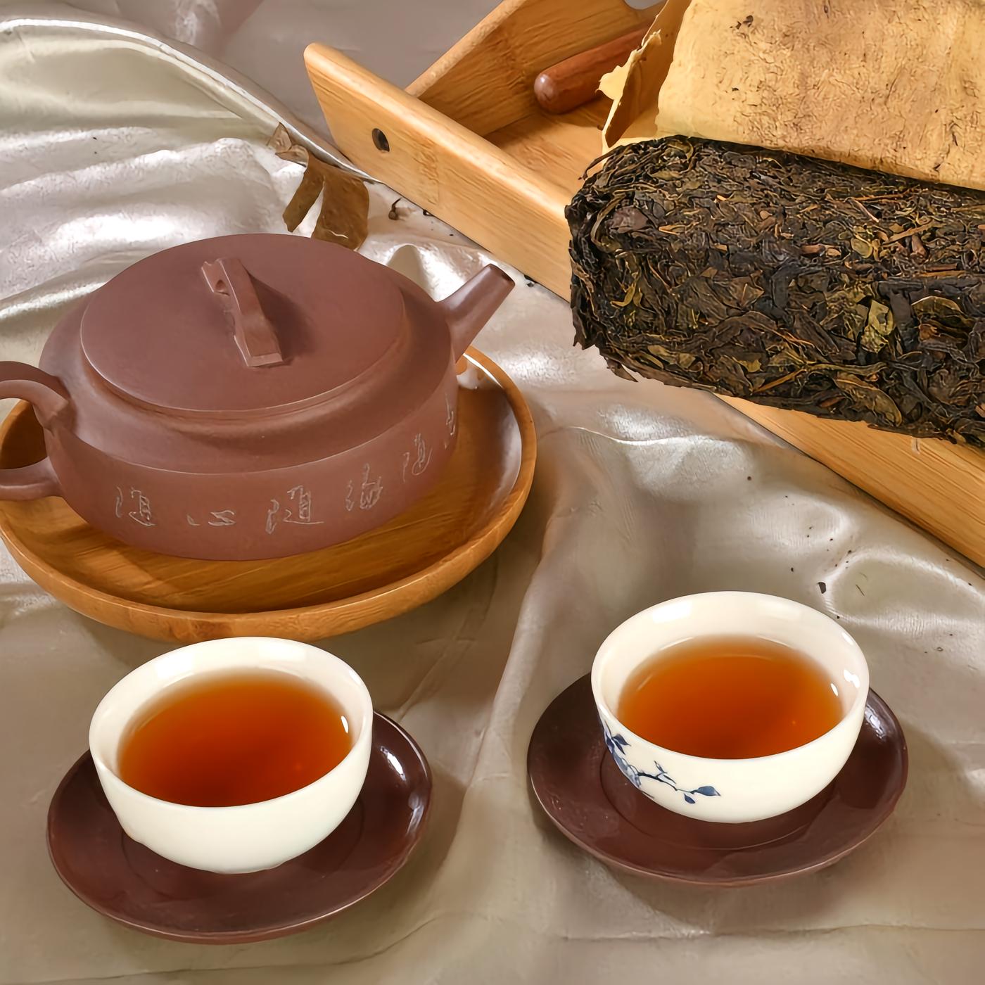 藏锋茯砖茶　三年陳金花茯2個セット 金花茯砖湖南安化黑茶特制天尖正品陈年老料收藏爆款两斤装茯砖茶