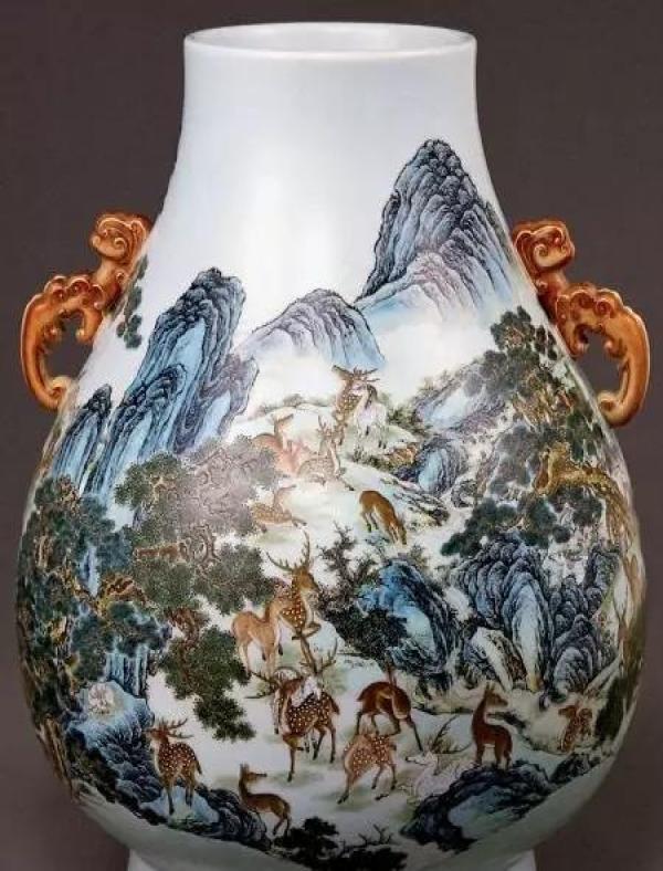 乾隆年制款 粉彩鹿耳大尊 高さ49cm 特大 ウブ品 入手困難 WWTT289 乾隆年制款 粉彩鹿耳大尊 高さ49cm 特大 ウブ品