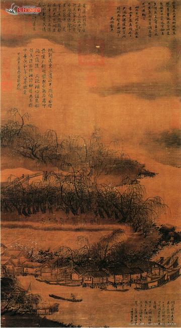 西湖柳艇图-西湖柳艇图