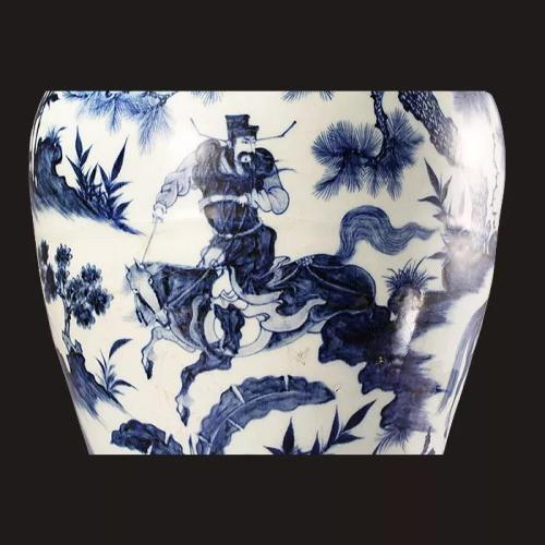 元朝の青花磁器 蕭何月下に韓信図を追うの梅瓶 磁器の瓶 コレクションz