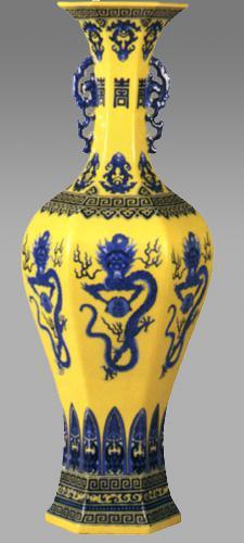 中国清時代　黄南京　花瓶　東さ6-0308① 中国清時代 黄南京 花瓶 東さ6-0308① 陶瓷多色1800年以前