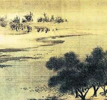 沙汀烟树图