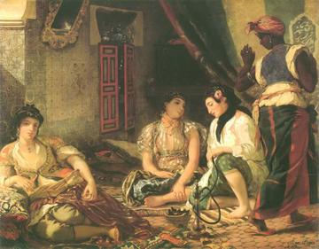 阿尔及尔的女人-欧仁·德拉克罗瓦所作的布油彩画