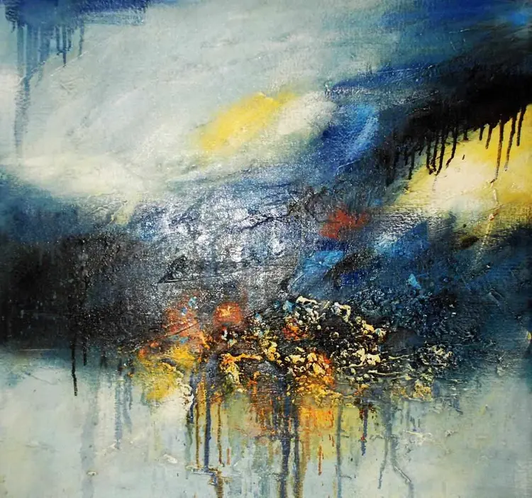 抽象油彩画 手绘抽象油彩明信片装饰画1_图品汇