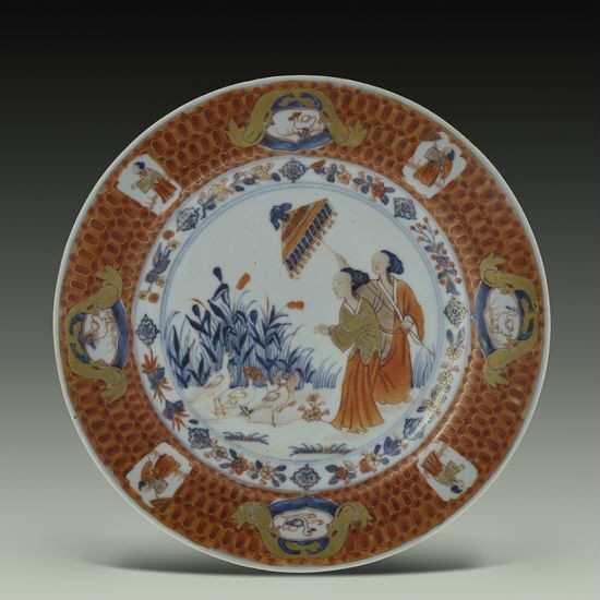 中国古美術品、耀州窑刻花鳥小口四系花瓶、