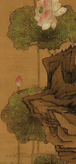 中国明時代 陳洪綬 荷花鴛鴦圖 絹本 原色複製◇検故宮博物館◇一