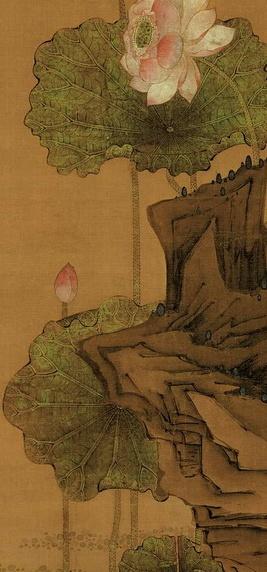 中国明時代 陳洪綬 荷花鴛鴦圖 絹本 原色複製◇検故宮博物館◇一