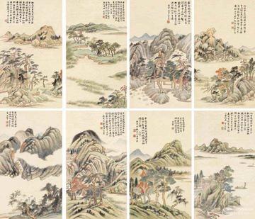 秋兴八景图-明代董其昌创作的纸本设色画