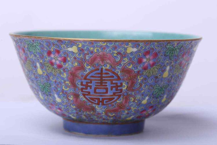 中国古七宝琺瑯彩茶合碗鎮UR6182