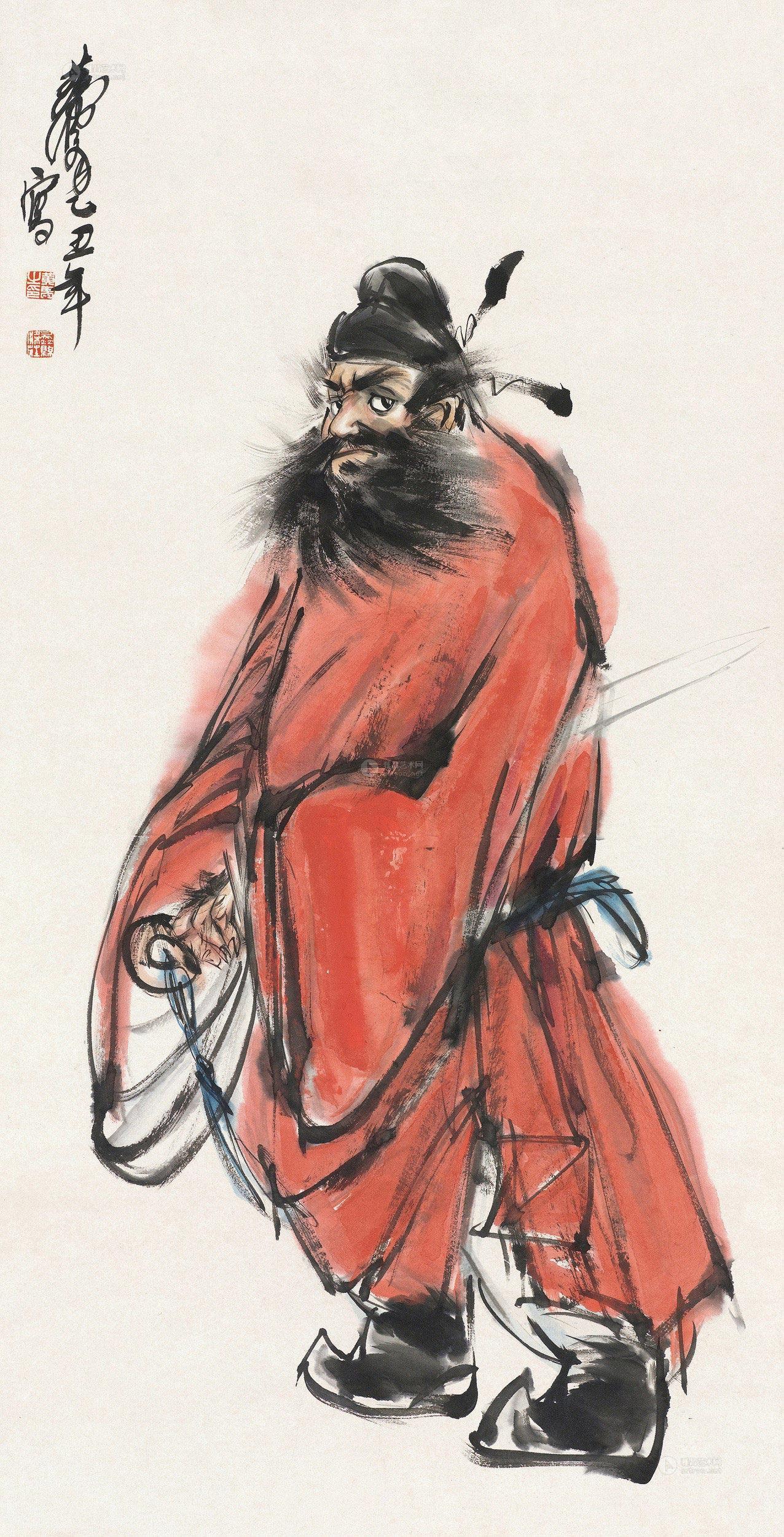 渡邊崋山肉筆疱瘡繪 鍾馗圖 - 和書 - 絵画