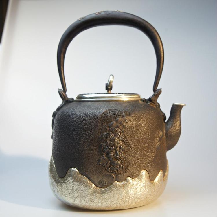 ☆時代煎茶道具 釜師有坂製 小霰文鉄瓶/急須鐵壺/GK3